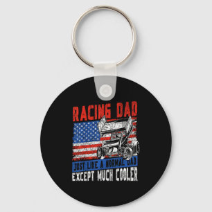 Dirt Track Racing Race Dad Vintage American Flag P Keychain