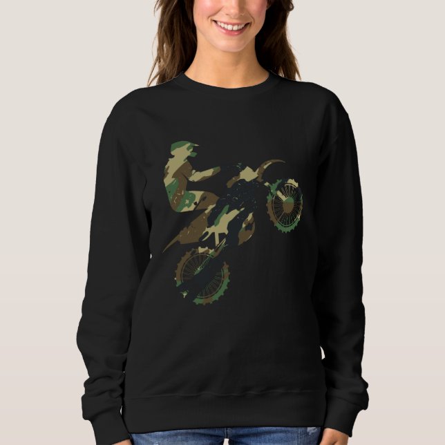 Dirt Up Camouflage Motocross Motorcycle Sweatshirt (Front)