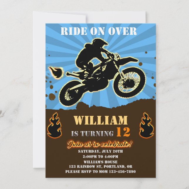 Dirtbike birthday invitation Drive by party invite (Front)