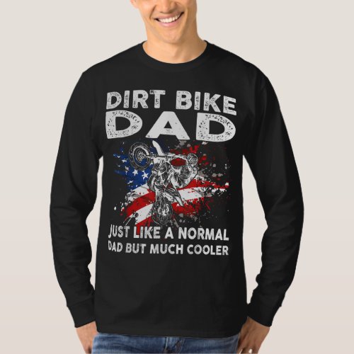 Dirtbike Motocross Dirt bike dad MX US Flag T_Shirt