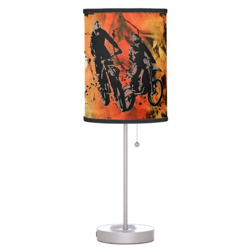 Dirtbiker Duo Red and Orange Grunge Table Lamp