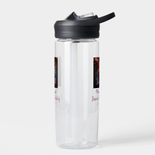 Dirty 30 Birthday add name pink add photo date Water Bottle (Left)