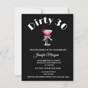Dirty 30 Coquette Martini birthday Themed  Invitat Invitation