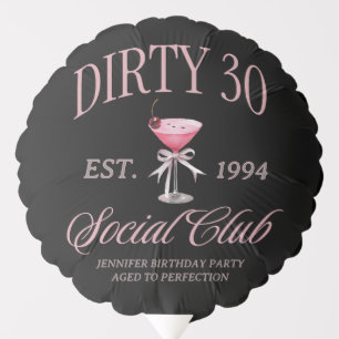 Dirty 30 Coquette Martini & Bow Birthday Balloon