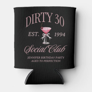 Dirty 30 Coquette Martini & Bow Birthday Can Cooler