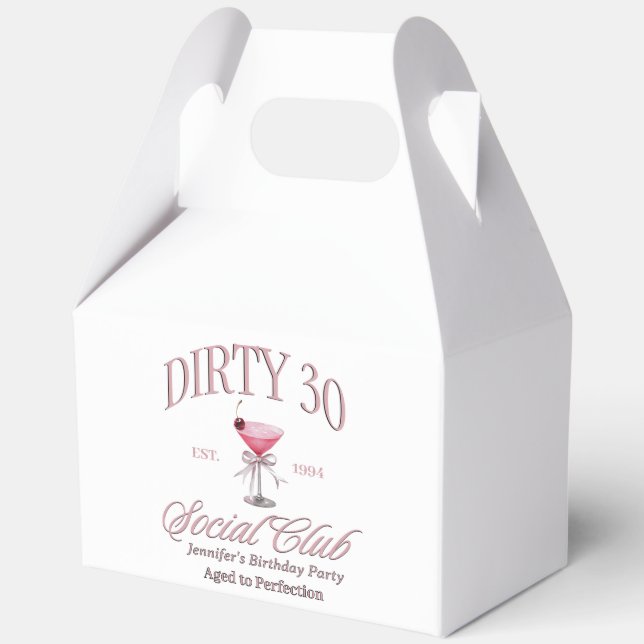 Dirty 30 Coquette Martini Social Club Birthday  Favor Boxes (Front)