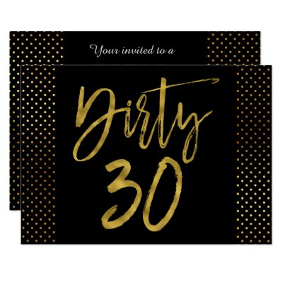 Dirty Thirty Black Gold Chevron Birthday Invite Zazzle Com