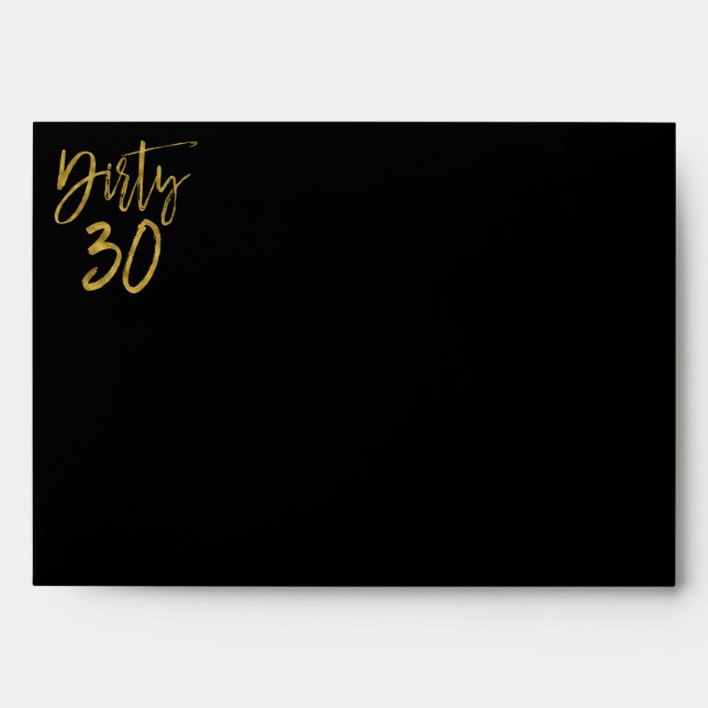 Dirty 30 Gold Return Address Printed on Back Envelope (Front)