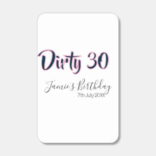 Dirty 30 happy birthday name date pink gray callig matchboxes