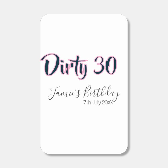 Dirty 30 happy birthday name date pink gray callig matchboxes (Front)