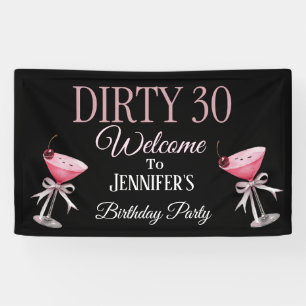 Dirty 30 Pink and Black Coquette Banner