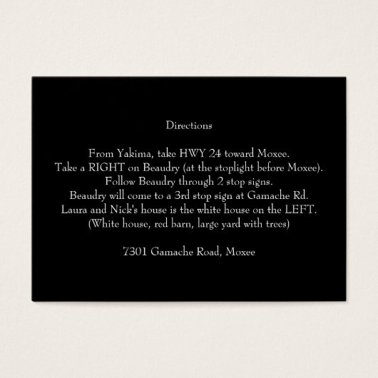 Dirty 30 Thirty Direction Card (Front)