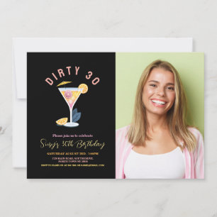 Dirty 30 Womens Birthday Thirty Cocktails Photo Invitation