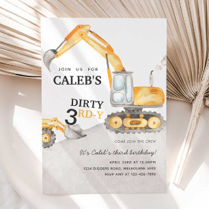 Dirty 3RD-Y Construction Birthday Party Invitation