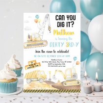 Dirty 3rd-y Construction Truck Birthday Invitation