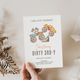 Dirty 3rd-y Orange Blue Monster Truck Invitation