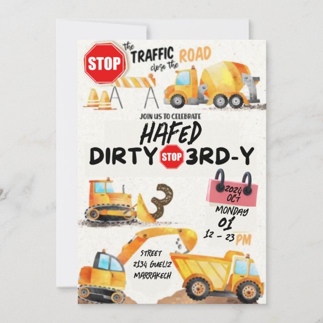 Dirty 3rd-Y Third Birthday Invitation (Front)