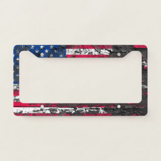 Dirty American Flag License Plate Frame