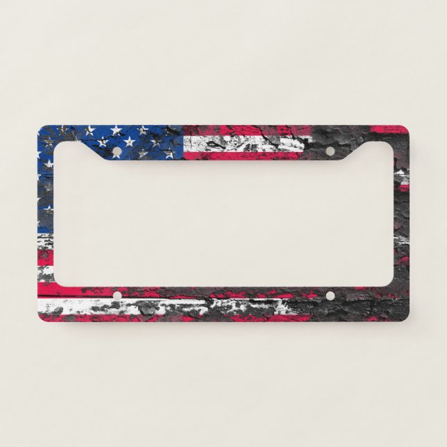Dirty American Flag License Plate Frame (Front)