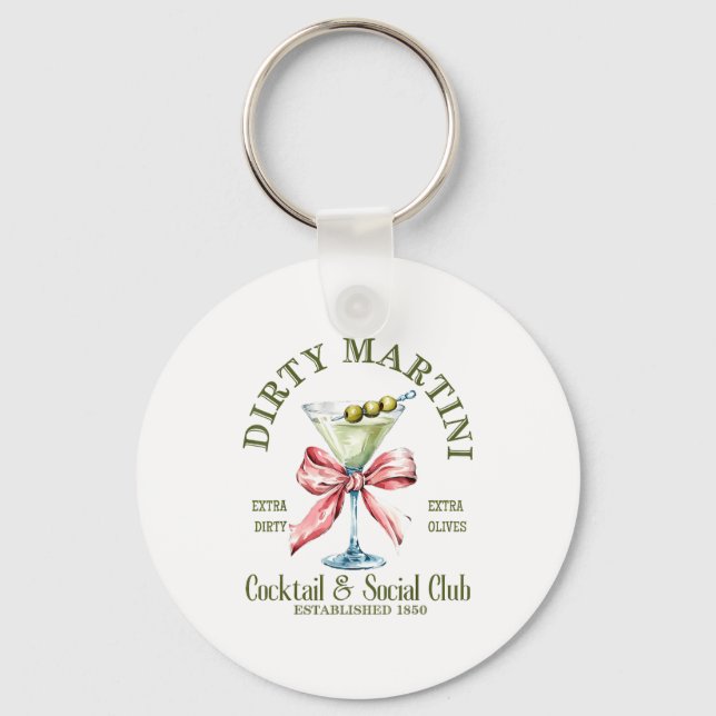 Dirty Bachelorette Martini Tail Club Martini Drink Keychain (Front)