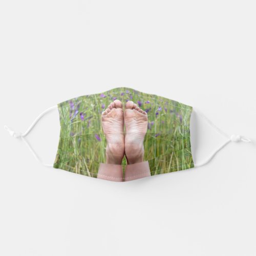 dirty bare feet in flowers adult cloth face mask