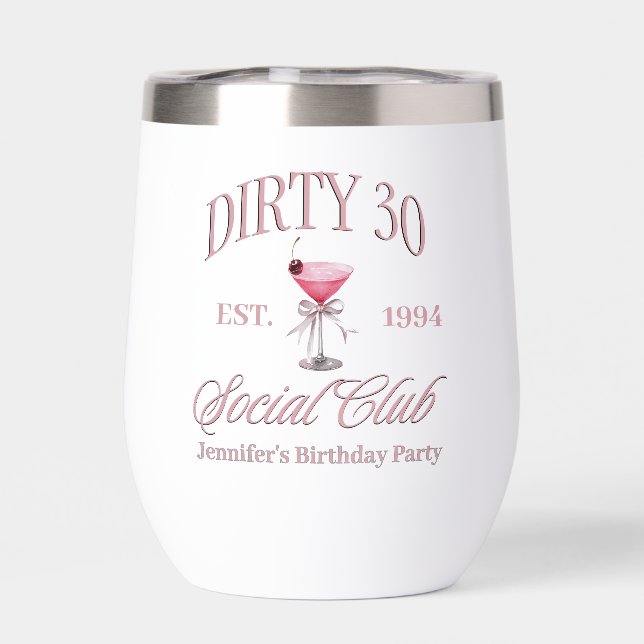 Dirty Birthday Birthday party  Stemless  Thermal Wine Tumbler (Back)