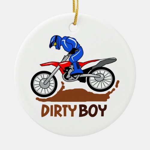 Dirty Boy Motocross Ceramic Ornament