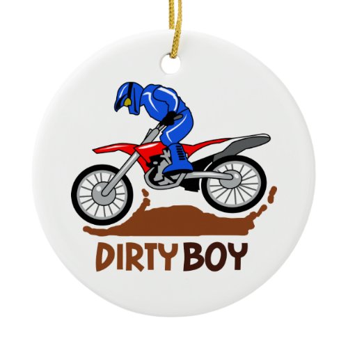 Dirty Boy Motocross Ceramic Ornament