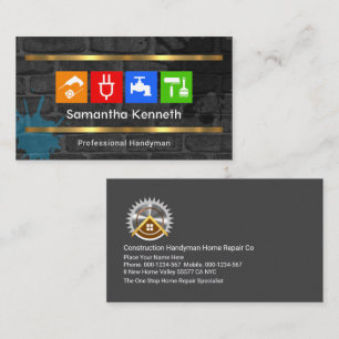 Dirty Brick Wall Handyman Tools Business Card