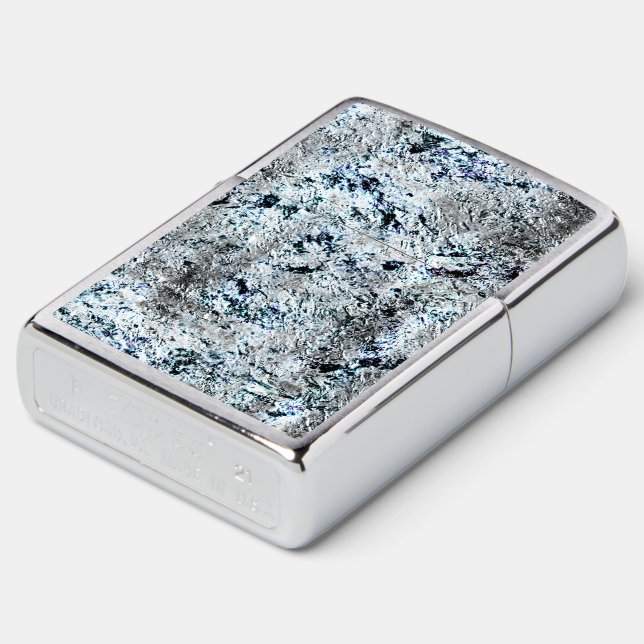 Dirty carbon silvery fungus, very rustic image zippo lighter (Angled)
