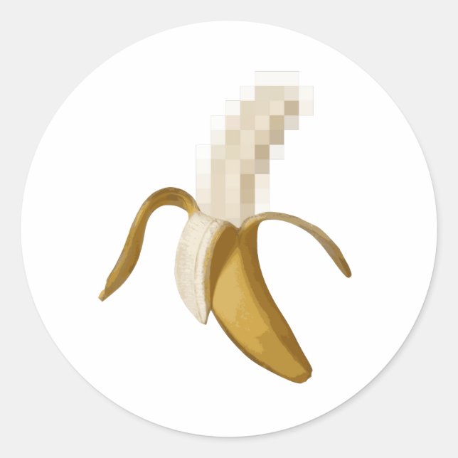 Dirty Censored Peeled Banana Classic Round Sticker (Front)
