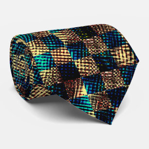 Dirty chess and scratched effect, blue and yellow neck tie