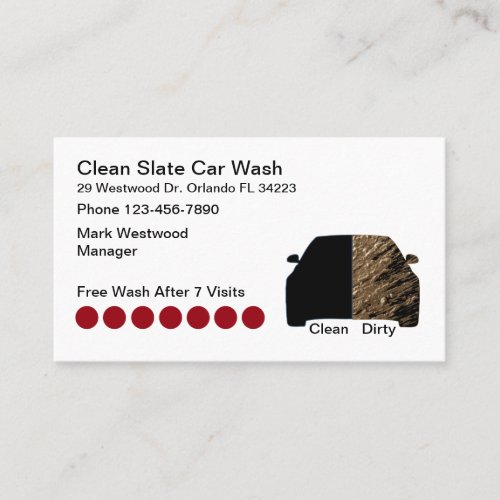 Dirty Clean Car Wash Rewards Business Cards