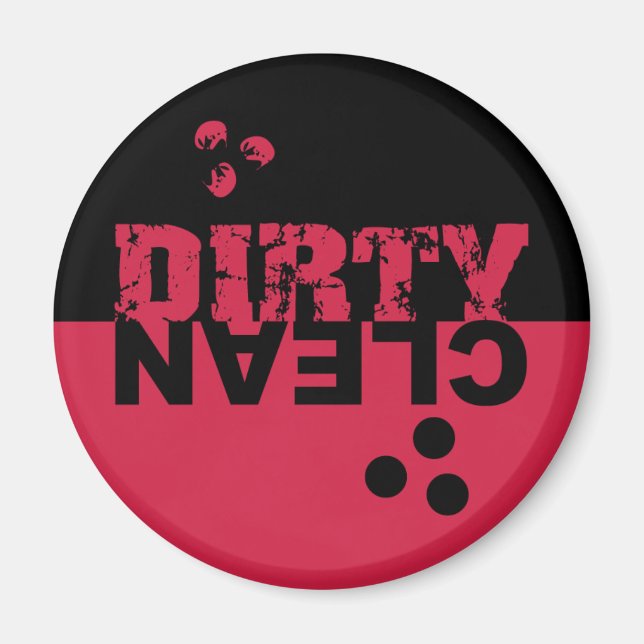 Dirty/Clean Dishwasher Magnet Black and Red (Front)