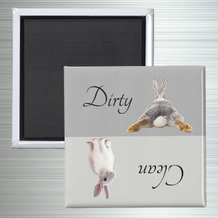 Dirty Clean Dishwasher Magnet Bunny Rabbit Tail