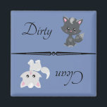 Dirty Clean Dishwasher Magnet Cat Kitten Pet<br><div class="desc">This design was created though digital art. It may be personalized in the area provide or customizing by choosing the click to customize further option and changing the name, initials or words. You may also change the text color and style or delete the text for an image only design. Contact...</div>