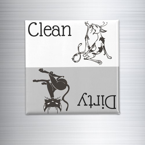 Dirty Clean Dishwasher Magnet Cute Cat Lover