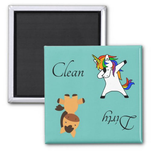 Dirty Clean Dishwasher Magnet Dabbing Unicorn