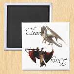 Dirty Clean Dishwasher Magnet Dragon<br><div class="desc">This design was created though digital art. It may be personalized in the area provide or customizing by choosing the click to customize further option and changing the name, initials or words. You may also change the text color and style or delete the text for an image only design. Contact...</div>