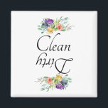 Dirty Clean Dishwasher Magnet Floral Flowers<br><div class="desc">This design was created though digital art. It may be personalized in the area provide or customizing by choosing the click to customize further option and changing the name, initials or words. You may also change the text color and style or delete the text for an image only design. Contact...</div>