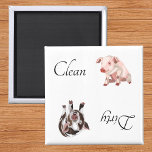 Dirty Clean Dishwasher Magnet Pig Farm Animal<br><div class="desc">This design was created though digital art. It may be personalized in the area provide or customizing by choosing the click to customize further option and changing the name, initials or words. You may also change the text color and style or delete the text for an image only design. Contact...</div>