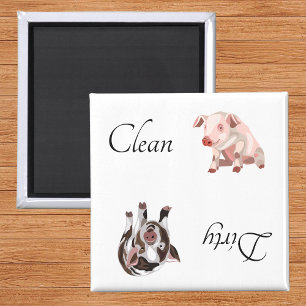 Dirty Clean Dishwasher Magnet Pig Farm Animal