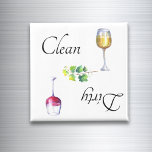 Dirty Clean Dishwasher Magnet Wine Red White<br><div class="desc">This design was created though digital art. It may be personalized in the area provide or customizing by choosing the click to customize further option and changing the name, initials or words. You may also change the text color and style or delete the text for an image only design. Contact...</div>