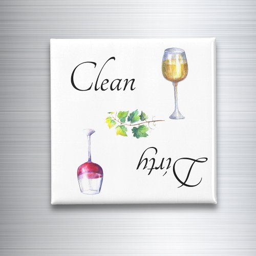 Dirty Clean Dishwasher Magnet Wine Red White