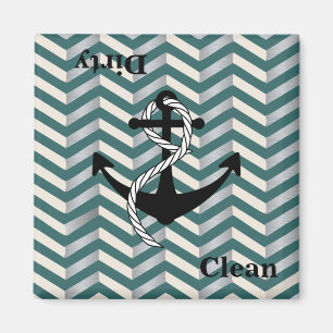 Dirty Clean Nautical Chevron Dishwasher Magnet