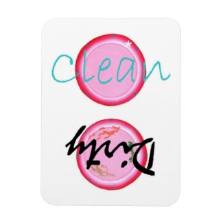 Dirty Clean Pink Plates Dishwasher Magnets