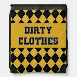 Dirty Clothes Yellow Black Argyle Laundry Bag