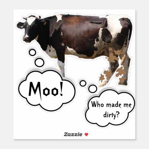 Dirty Cow Design Contour Sticker  Funny