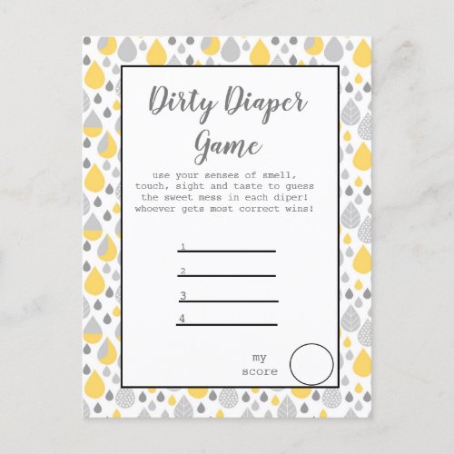 Dirty diaper game baby shower party announcement postcard