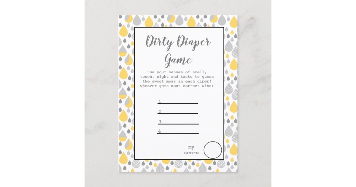 Dirty Diaper Game Baby Shower Party Announcement Postcard